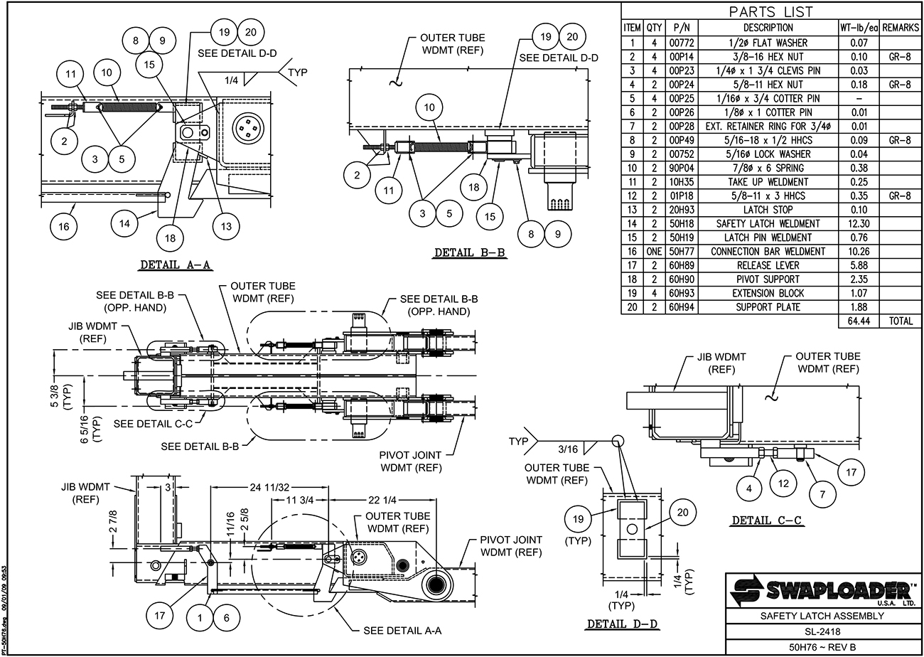 SL-2418 Safety Latch Assembly Diagram