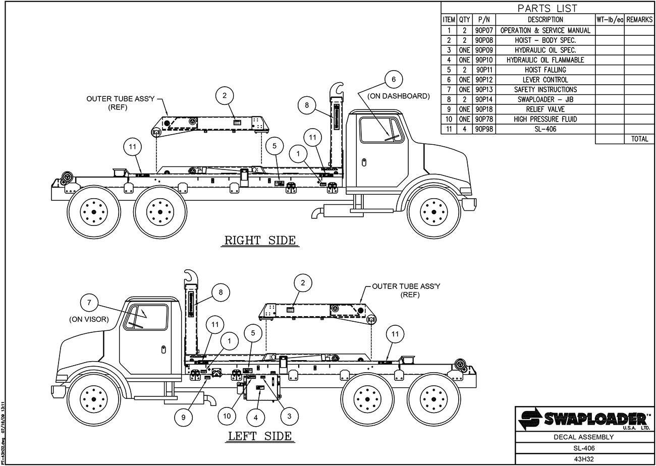 SL-406 Decal Assembly Diagram