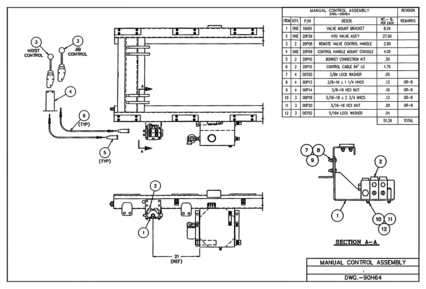 SL-225 Manual Control Assembly Diagram