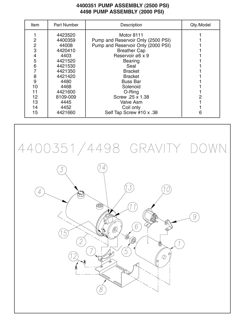 Thieman 4400351/4498 Pump Assembly Diagram