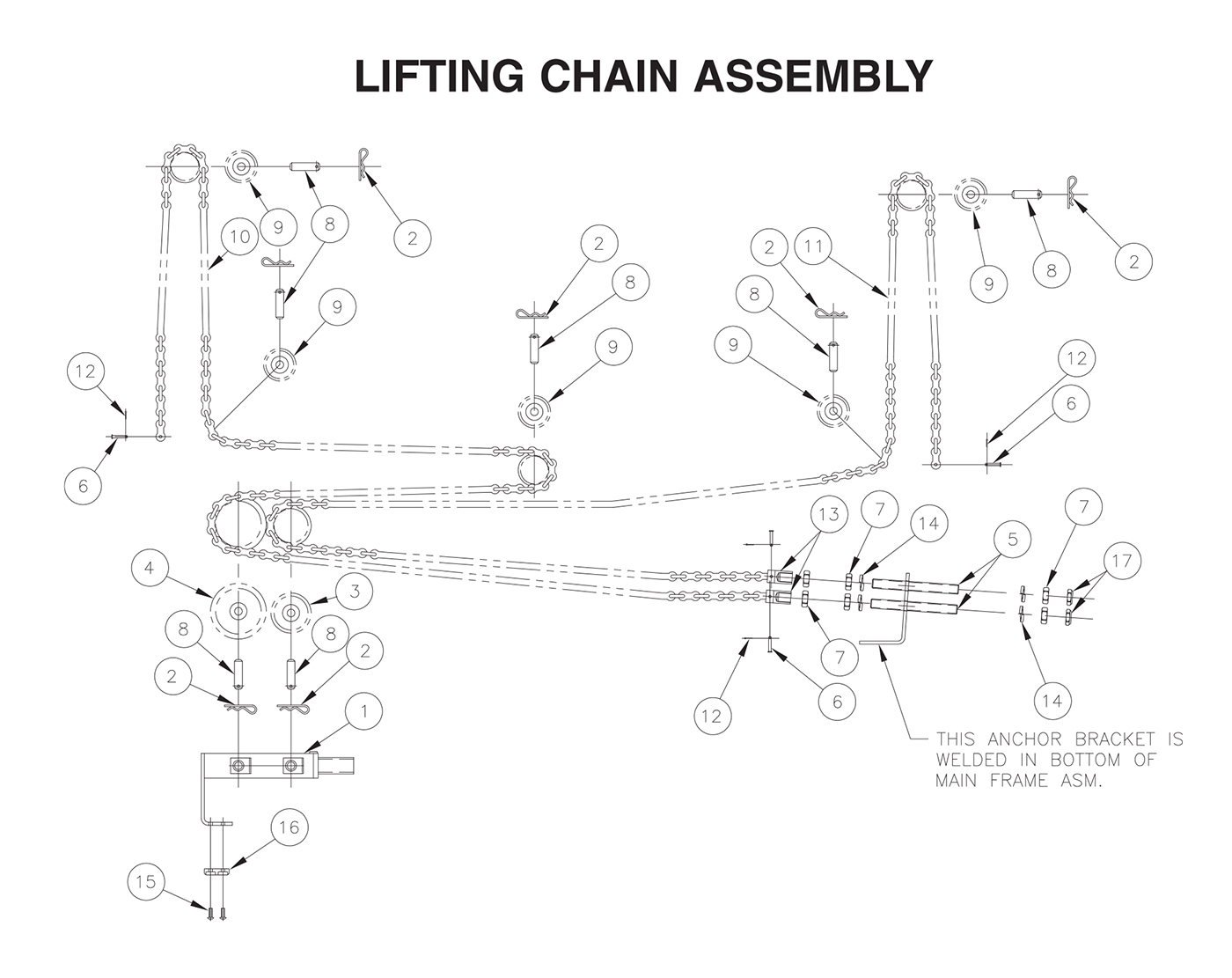 TVLR 20/20A Lifting Chain Assembly Diagram