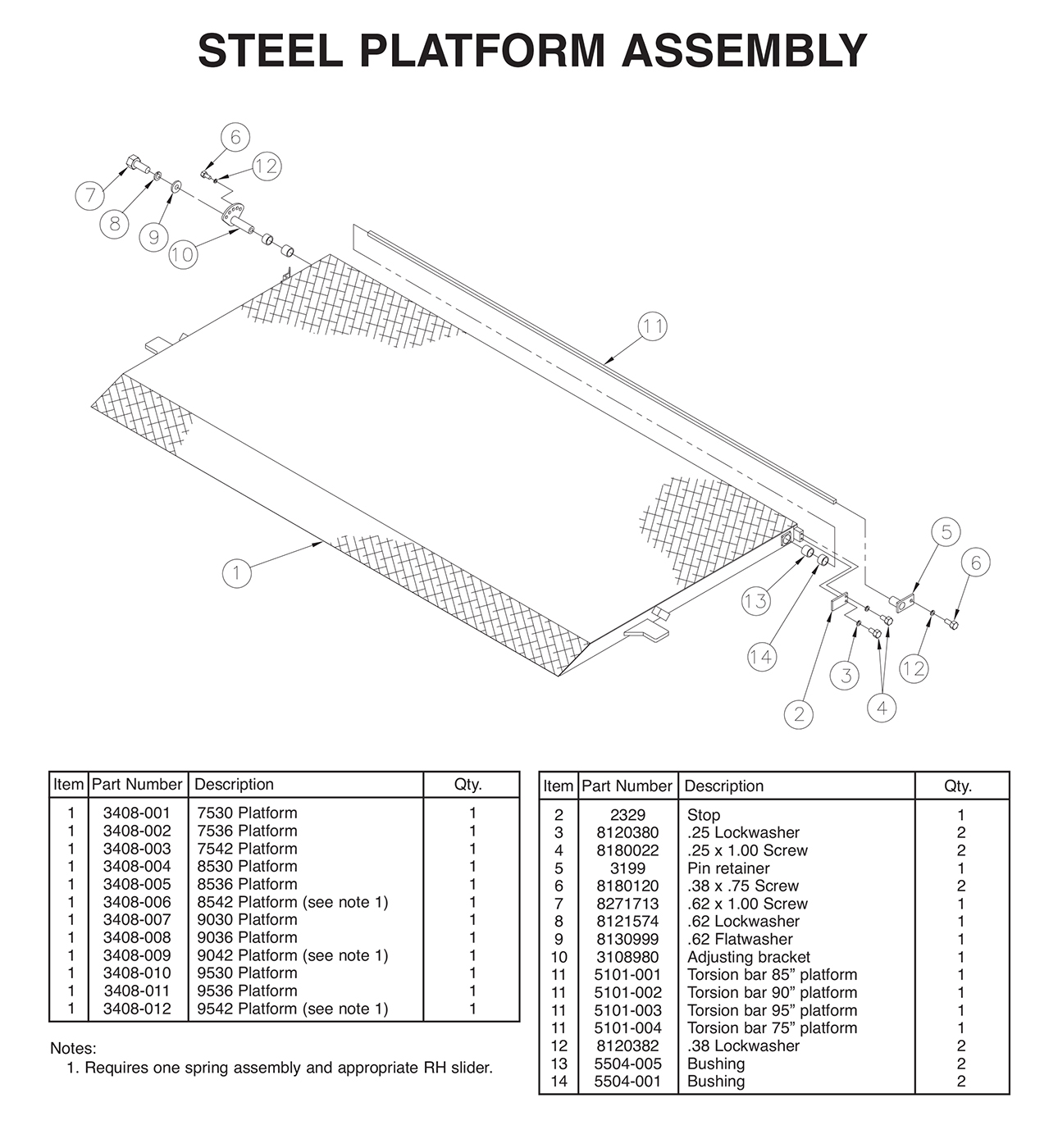 TVLR 20/20A Steel Platform Assembly Diagram