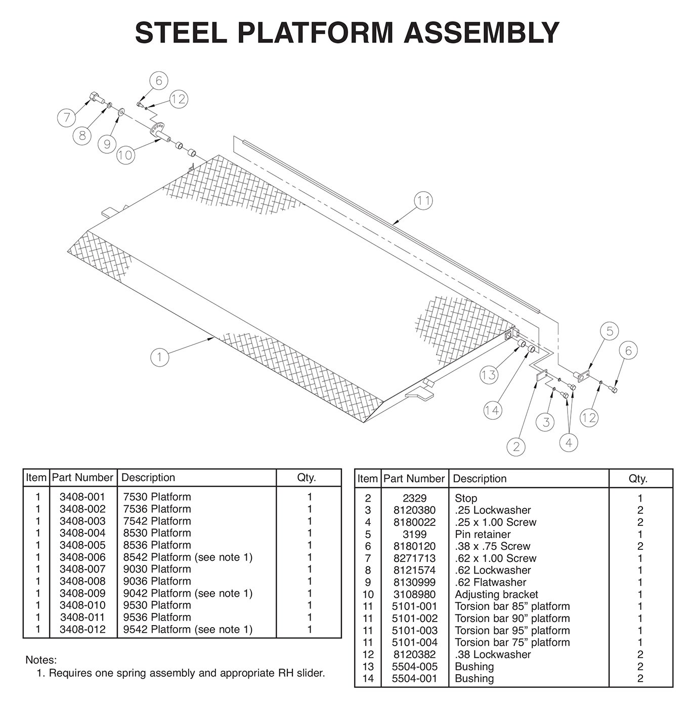 TVLR 30/30A Steel Platform Assembly Diagram