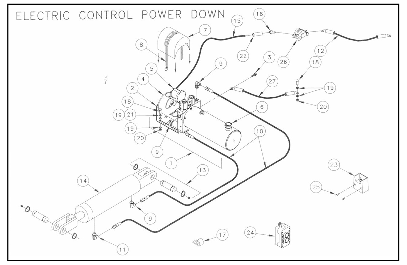 TWL125/16/20 Electric Control/Power Down Pump Assembly Diagram