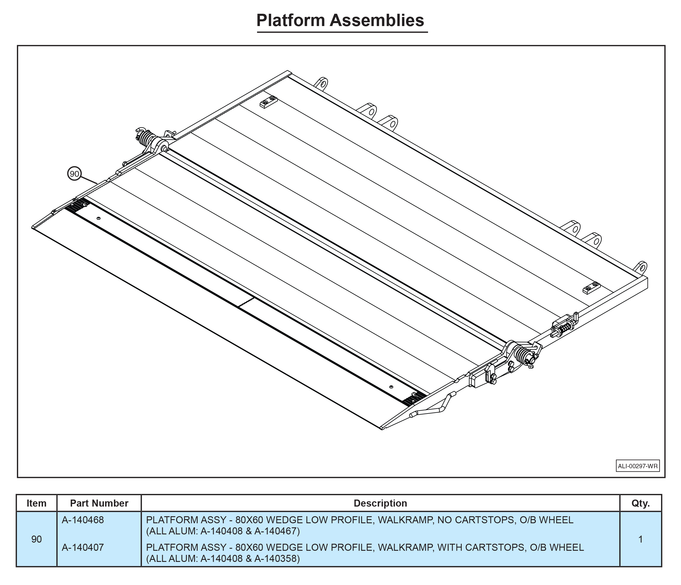 Anthony MTU-GLR-WR Platform Assemblies Diagram