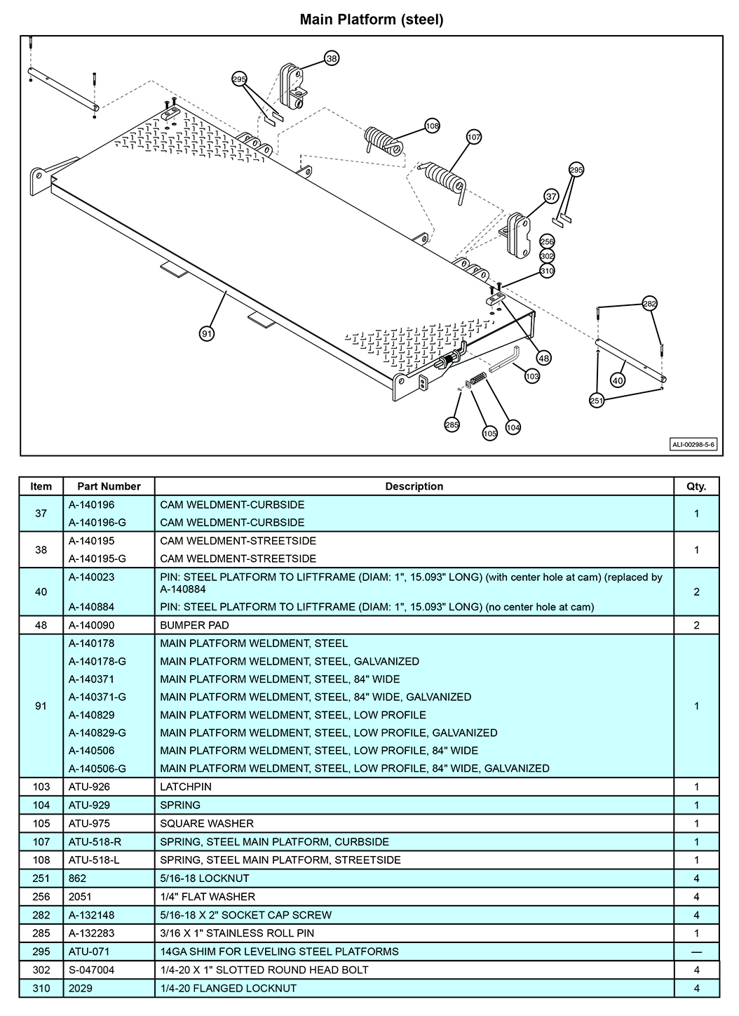 Anthony MTU-GLR-3-4 Steel Main Platform Diagram