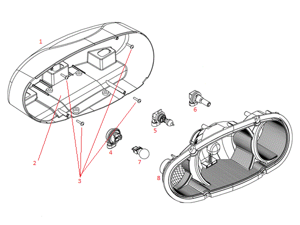 Power-V DXT Headlight (Passenger) (103272 & Up) Diagram