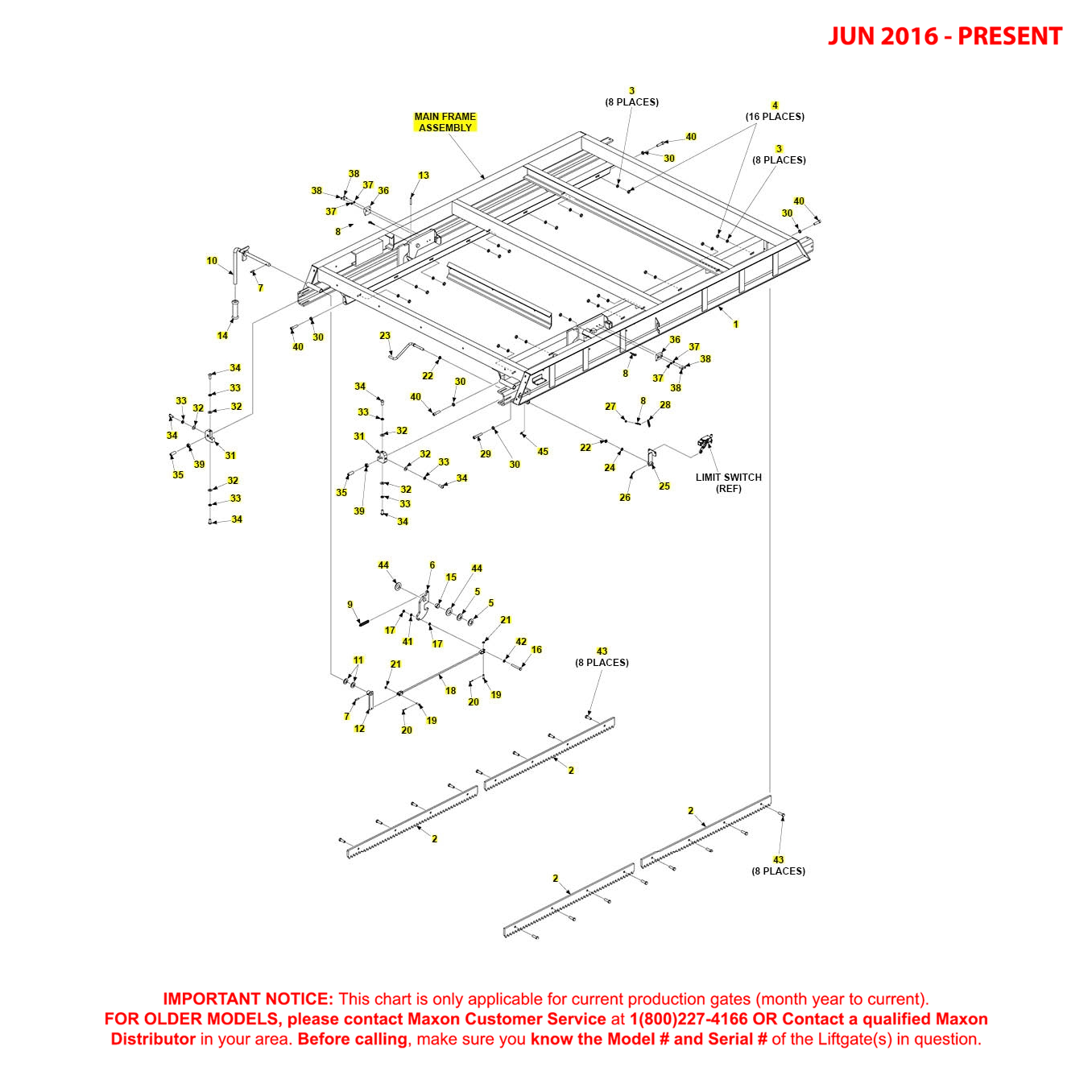 Maxon RA (June 2016 - Present) Main Frame Assembly Diagram