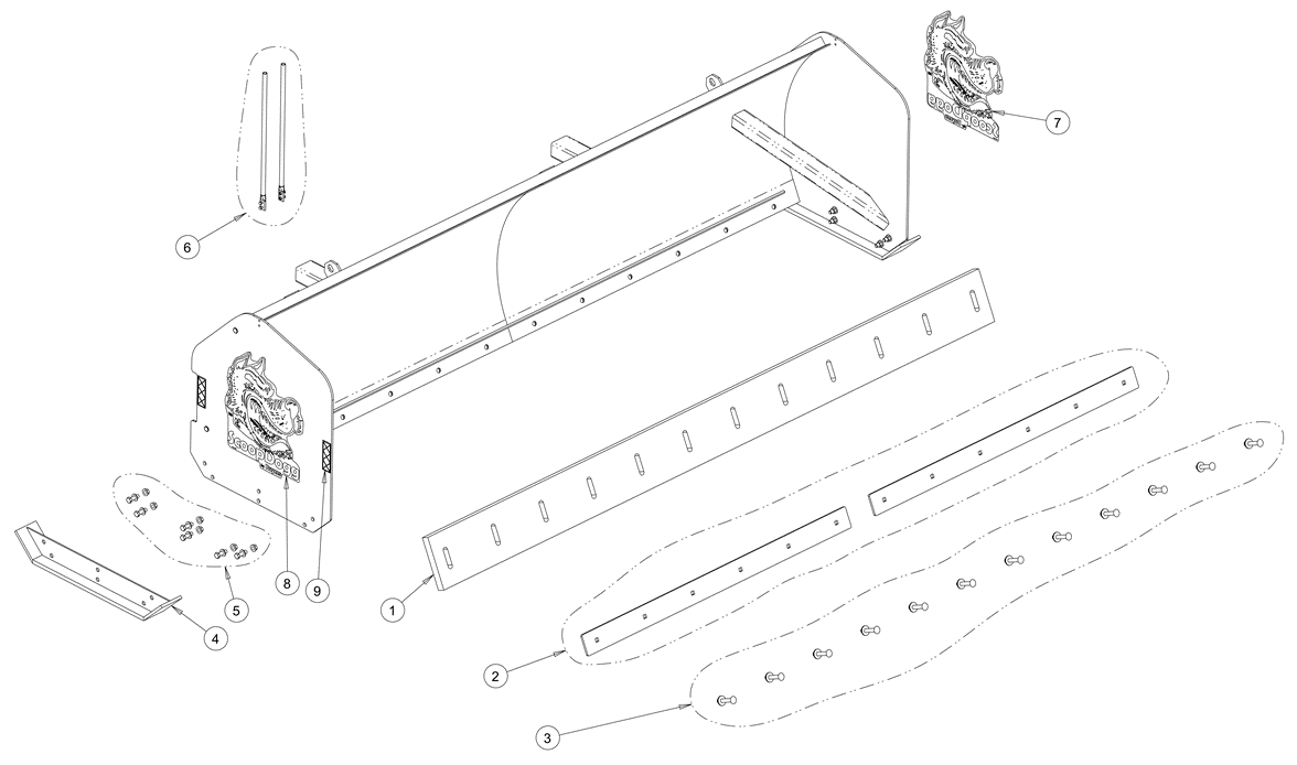 Buyers ScoopDogg 12 Foot Backhoe Snow Pusher Diagram