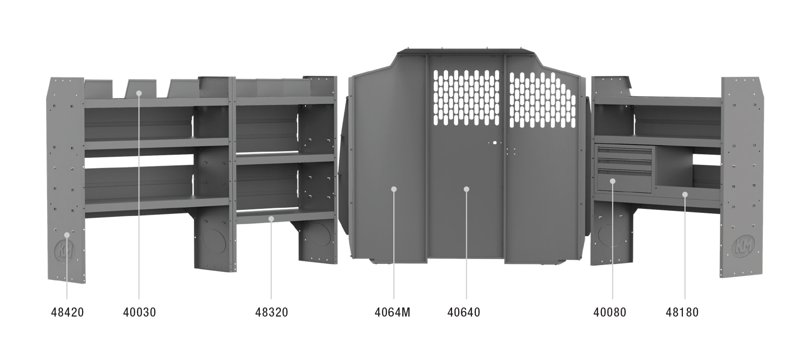 Kargo Master 4003M - Mercedes Metris Cargo Van Commercial Bin Package (46 Inch H Shelves)