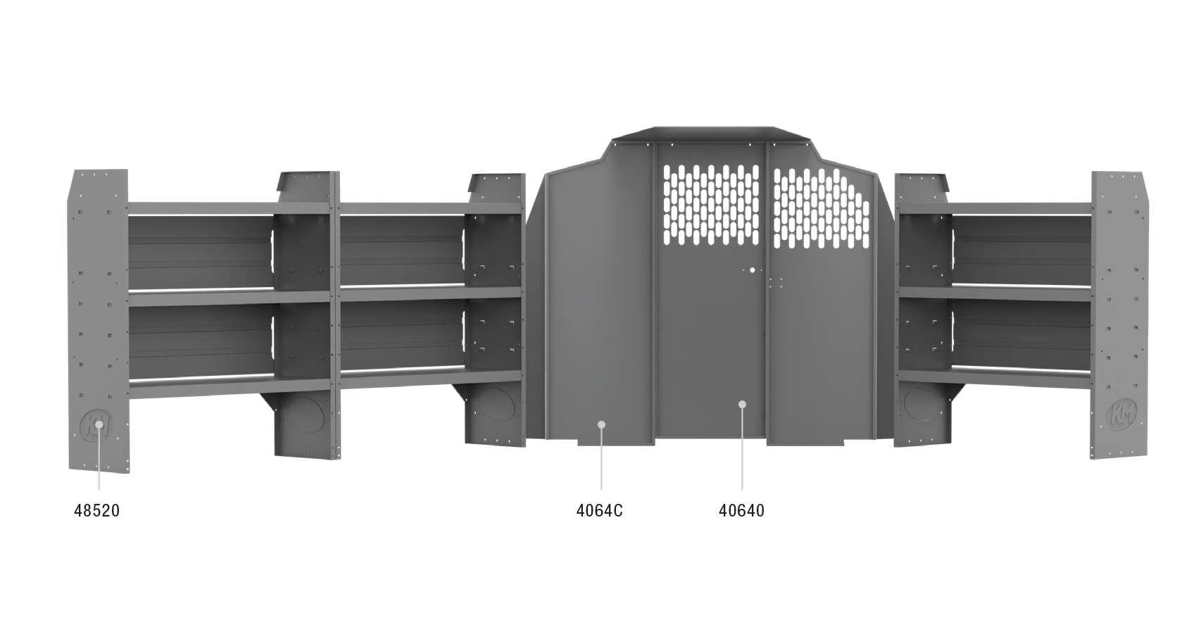 Kargo Master 4013C - GMC Savana/Chevrolet Express Van Base Package (46 Inch H Shelves - 155 Inch Wheel Base)