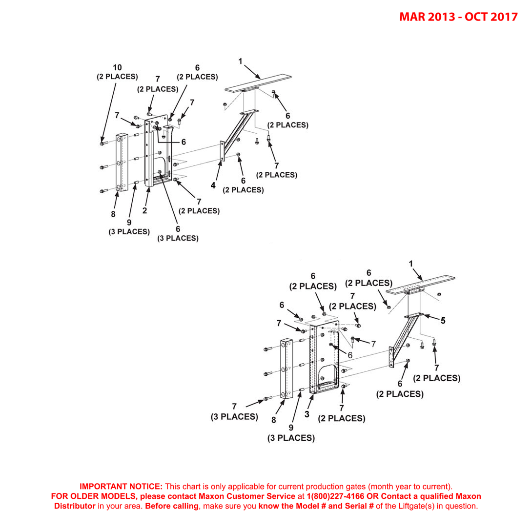Maxon 72-150 (Mar 2013 - Oct 2017) Galvanized Bolt-On Single Step Assembly Diagram