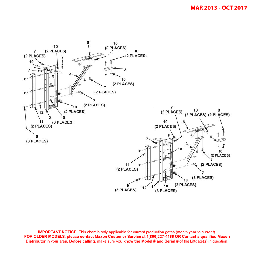 Maxon 72-150 (Mar 2013 - Oct 2017) Galvanized Bolt-On Dual Step Assembly Diagram