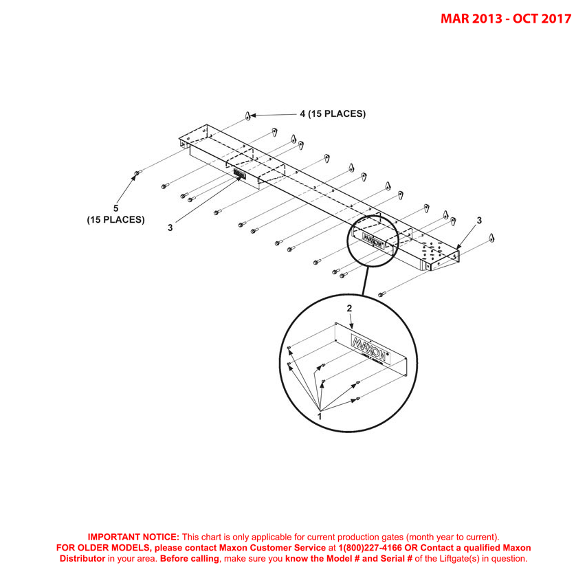 Maxon 72-150 (Mar 2013 - Oct 2017) Galvanized Bolt-On Extension Plate Assembly Diagram