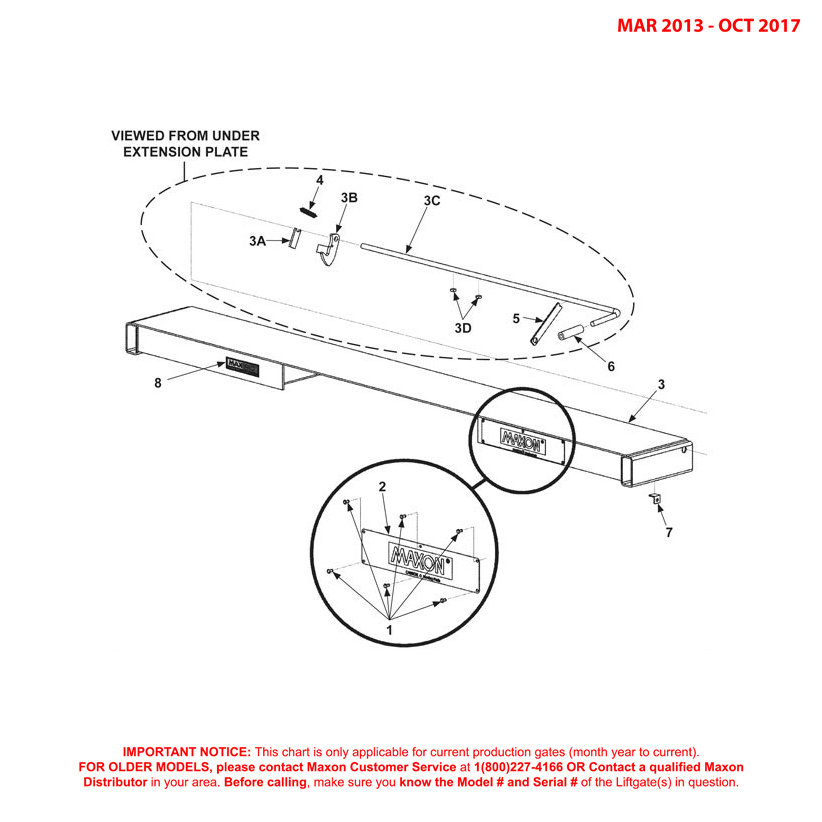 Maxon 72-150 (Mar 2013 - Oct 2017) Painted Extension Plate Assembly Diagram