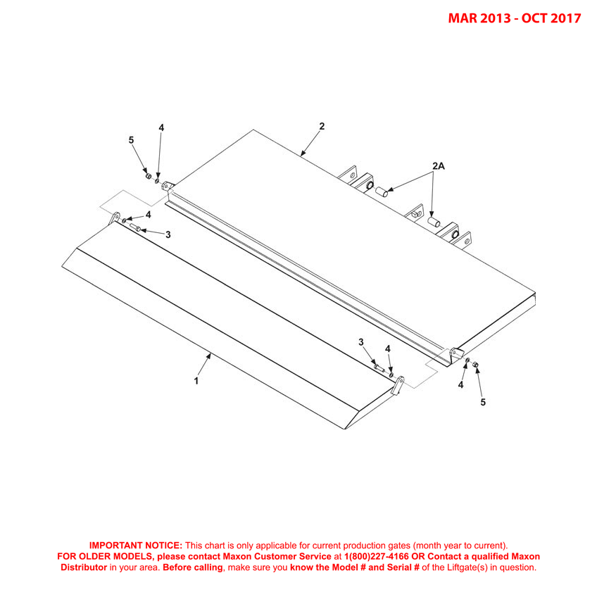 Maxon 72-150 (Mar 2013 - Oct 2017) Ramp Platform And Flipover Assembly Diagram