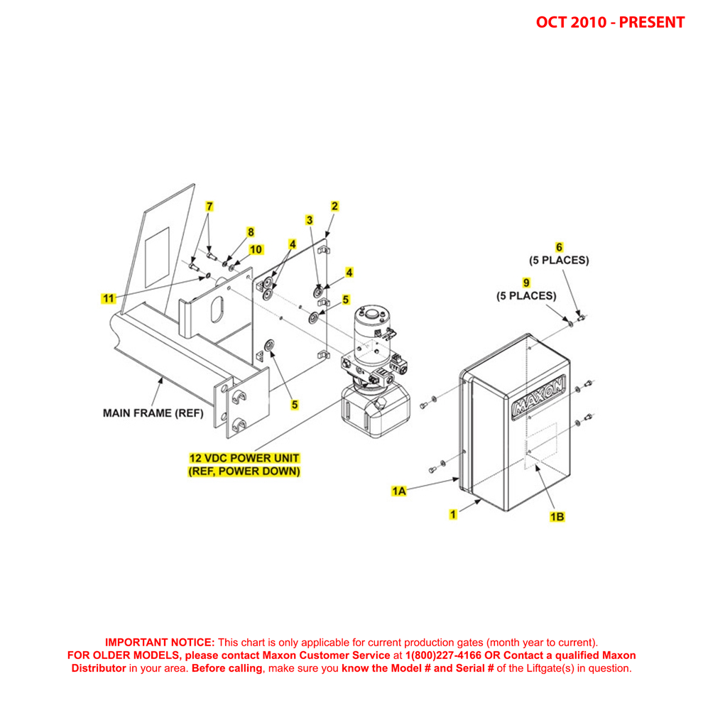 Maxon 72-25 And 72-30 (Oct 2010 - Present) Power Down Pump Cover And Mounting Plate Assembly Diagram