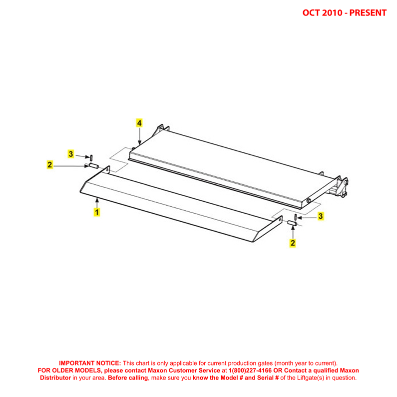 Maxon 72-25 And 72-30 (Oct 2010 - Present) Ramp Platform And Flipover Assembly Diagram