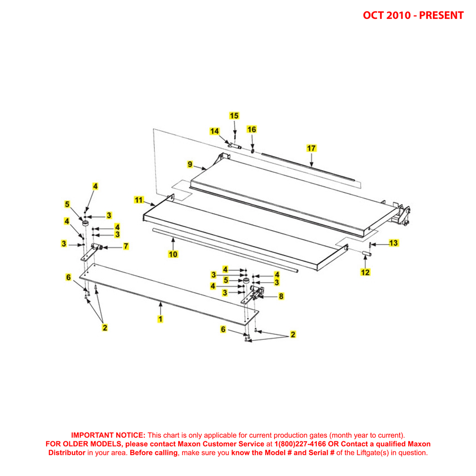 Maxon 72-25 And 72-30 (Oct 2010 - Present) Special Profile Platform And Flipover Assembly Diagram