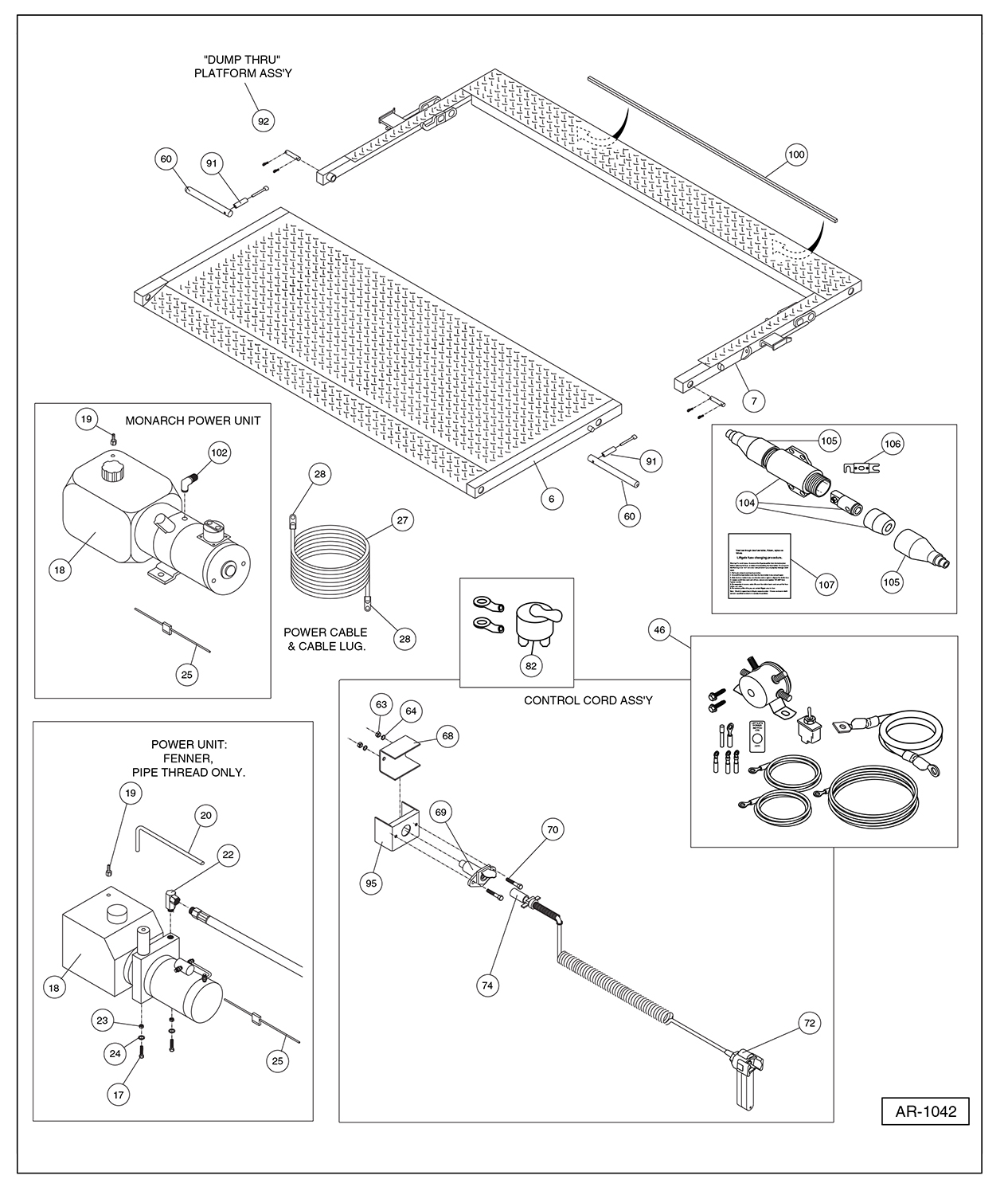 Anthony AR / HCR Dump Thru Platform Assembly Diagram