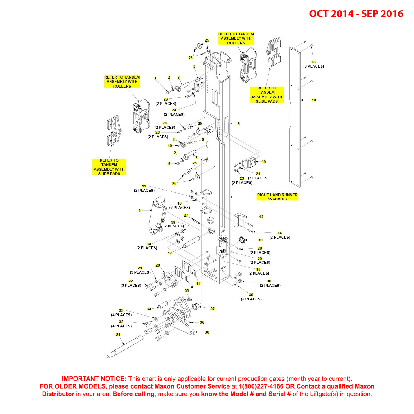 Maxon BMR-CS (Oct 2014 - Sep 2016) Right Hand Runner Assembly Diagram