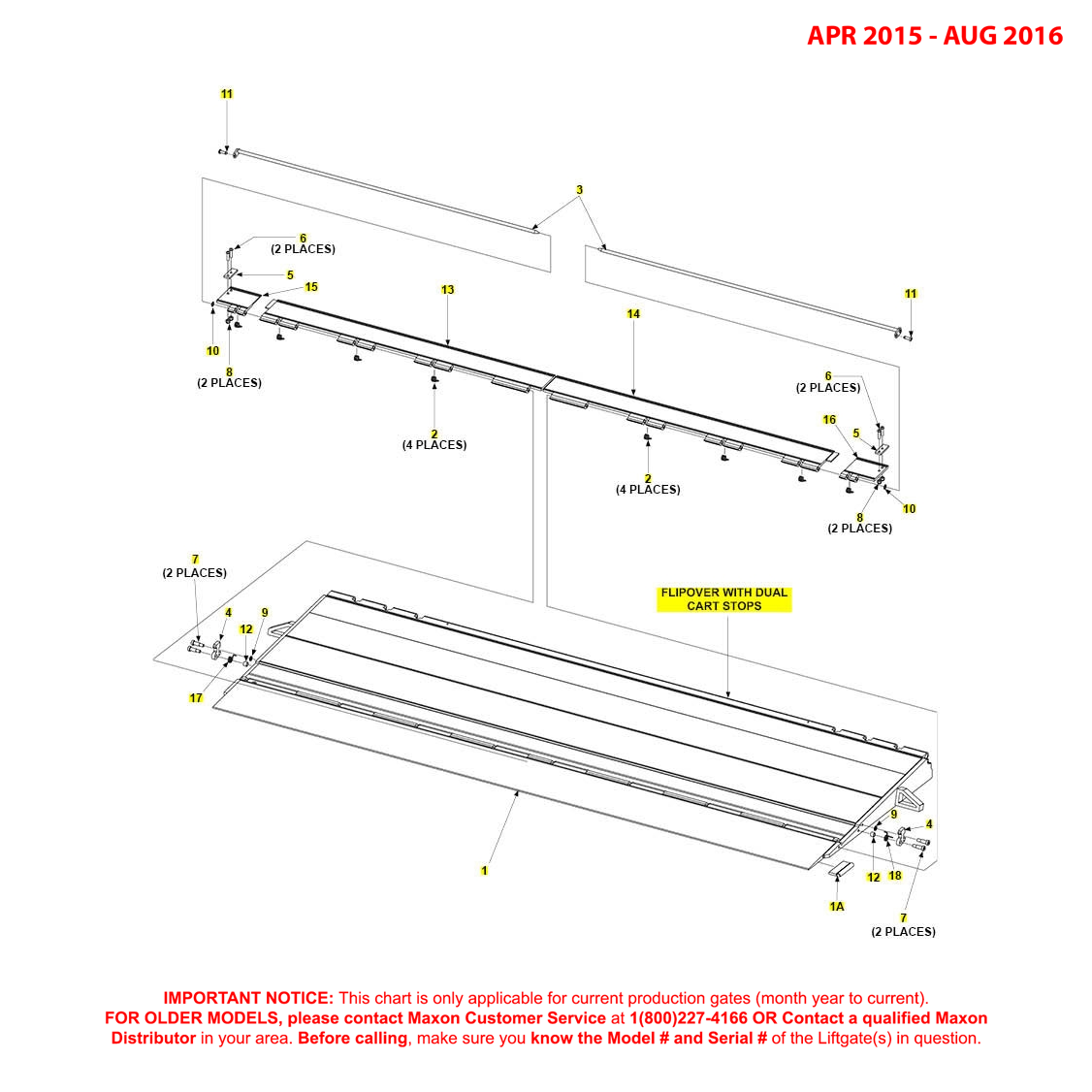 Maxon GPT (Apr 2015 - Aug 2016) Flipover With Dual Cart Stops Diagram