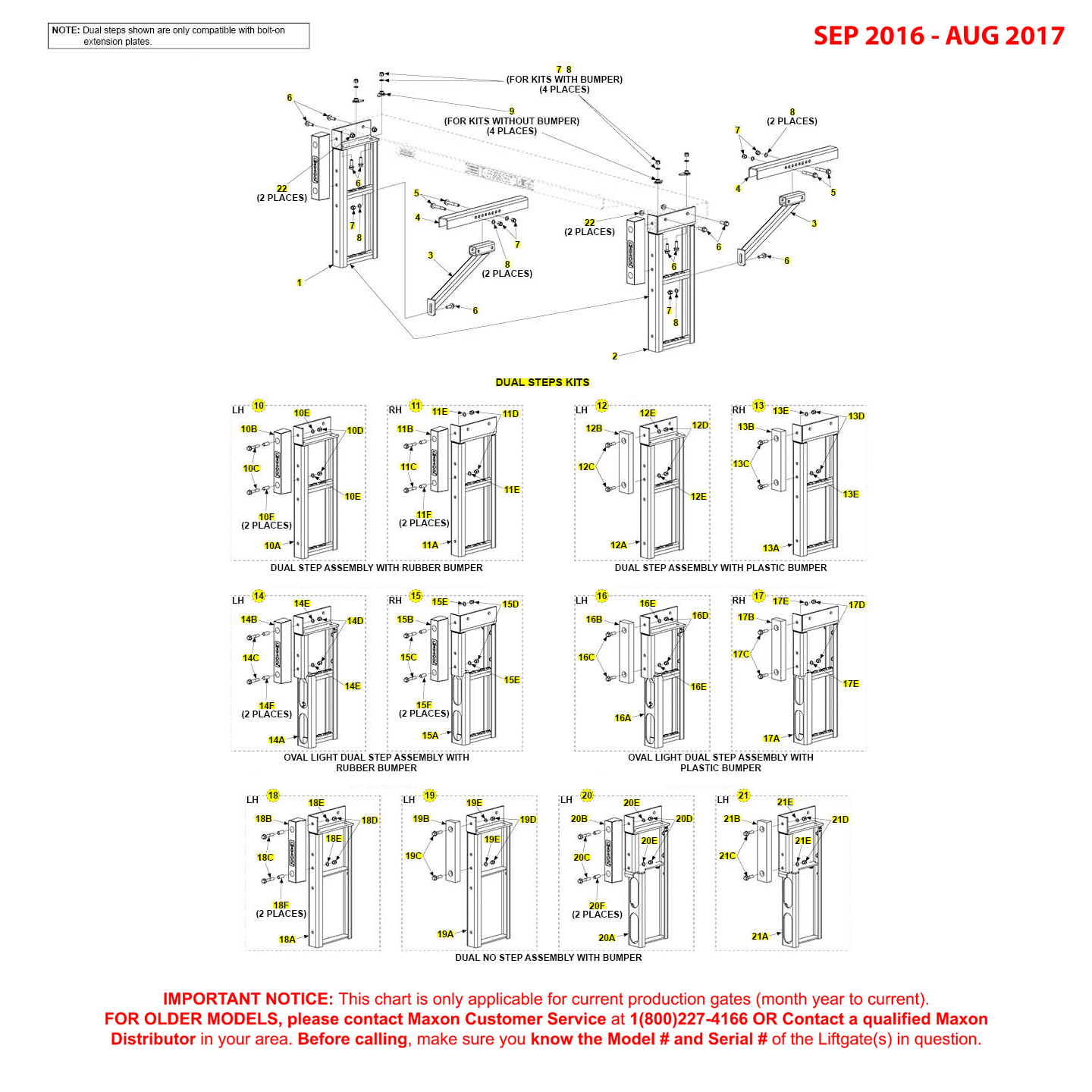 Maxon GPT (Sep 2016 - Aug 2017) Dual Step Kits Diagram