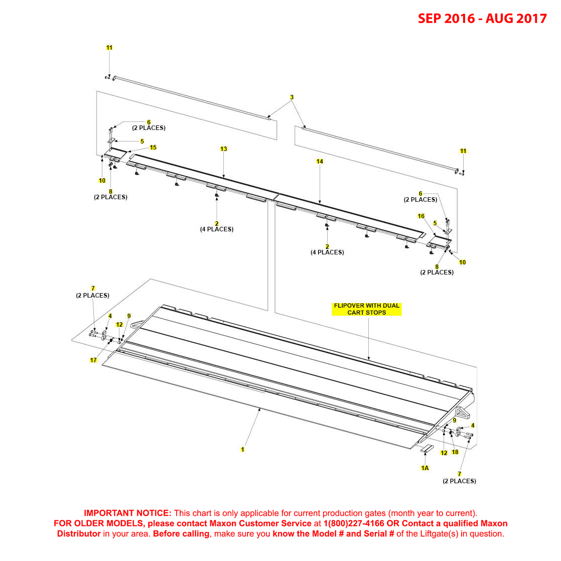 Maxon GPT (Sep 2016 - Aug 2017) Flipover With Dual Cart Stops Diagram