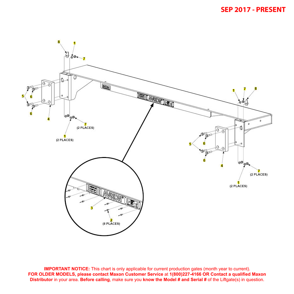Maxon GPT (Sep 2017 - Present) 102-Inches Wide And 3/8 Inch Thick Extension Plate Assembly Diagram