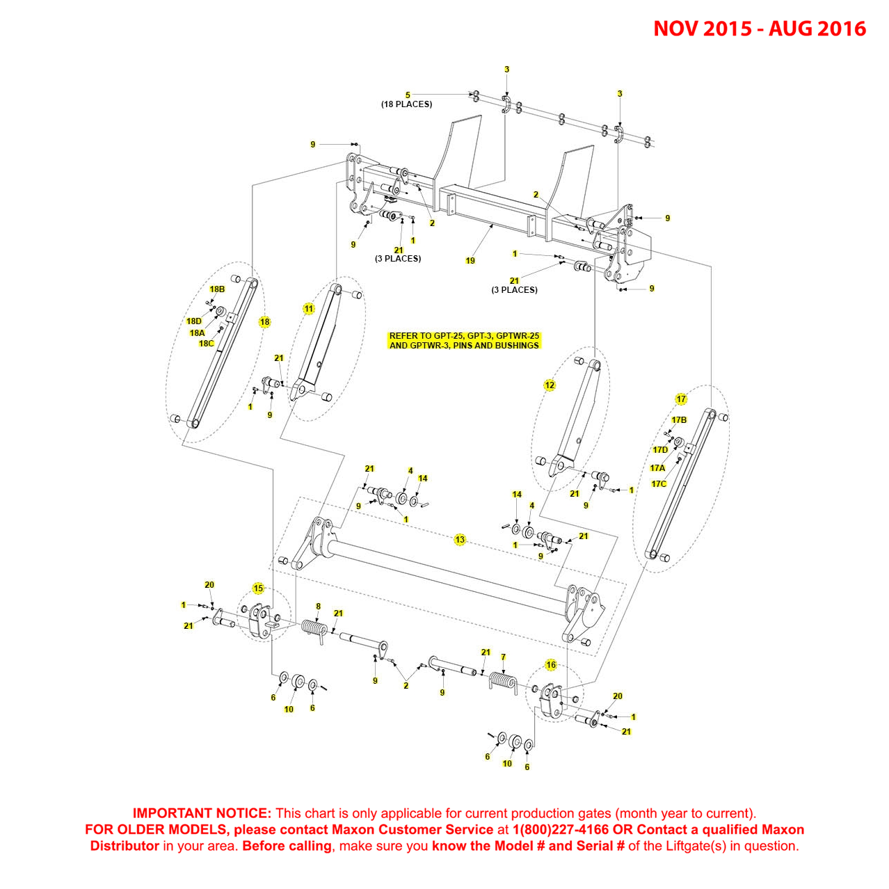 Maxon GPT-25/3 And GPTWR-25/3 (Nov 2015 - Aug 2016) Main Assembly Diagram