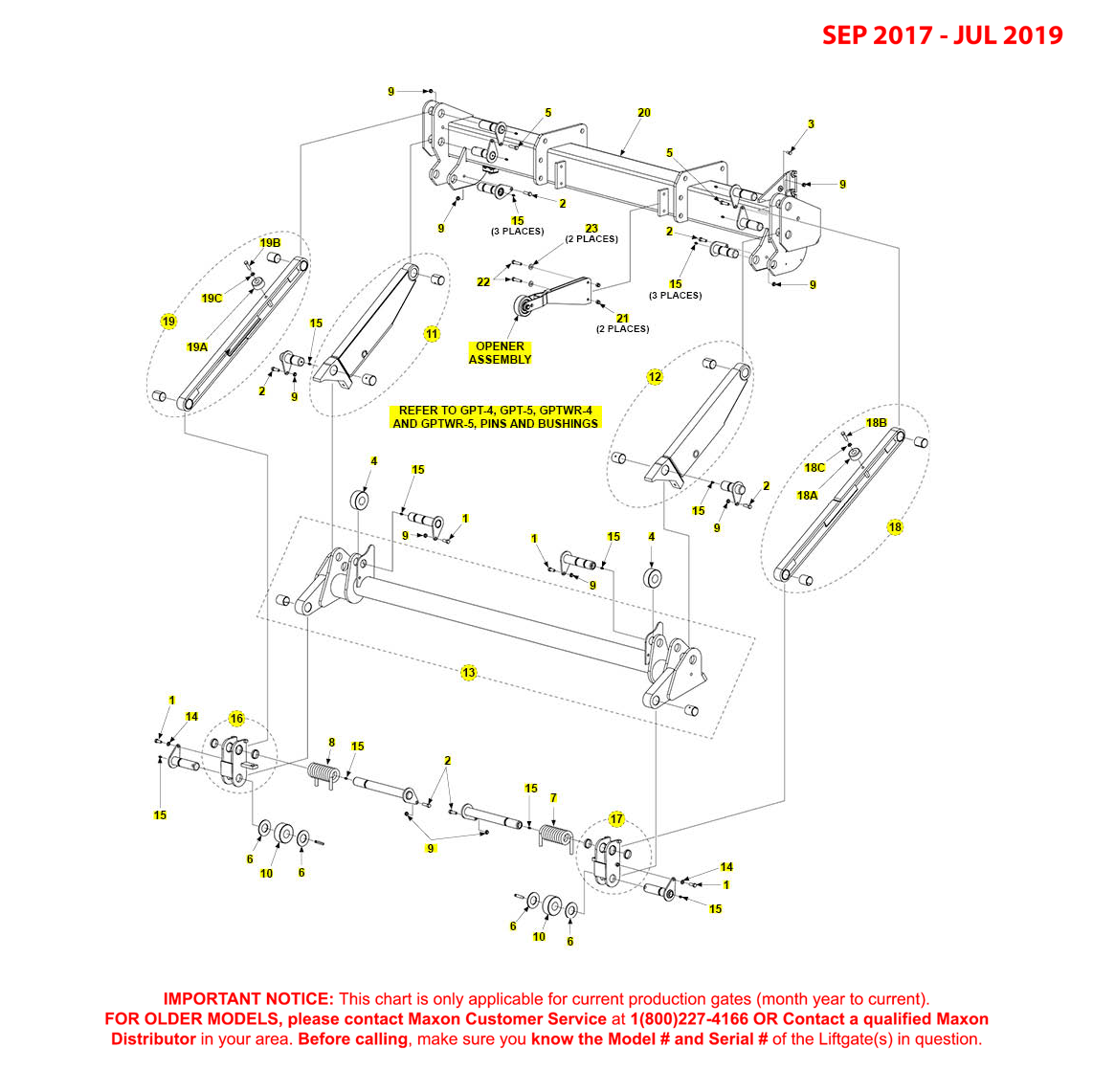 Maxon GPT-4/5 And GPTWR-4/5 (Sep 2017 - Jul 2019) Main Assembly Diagram