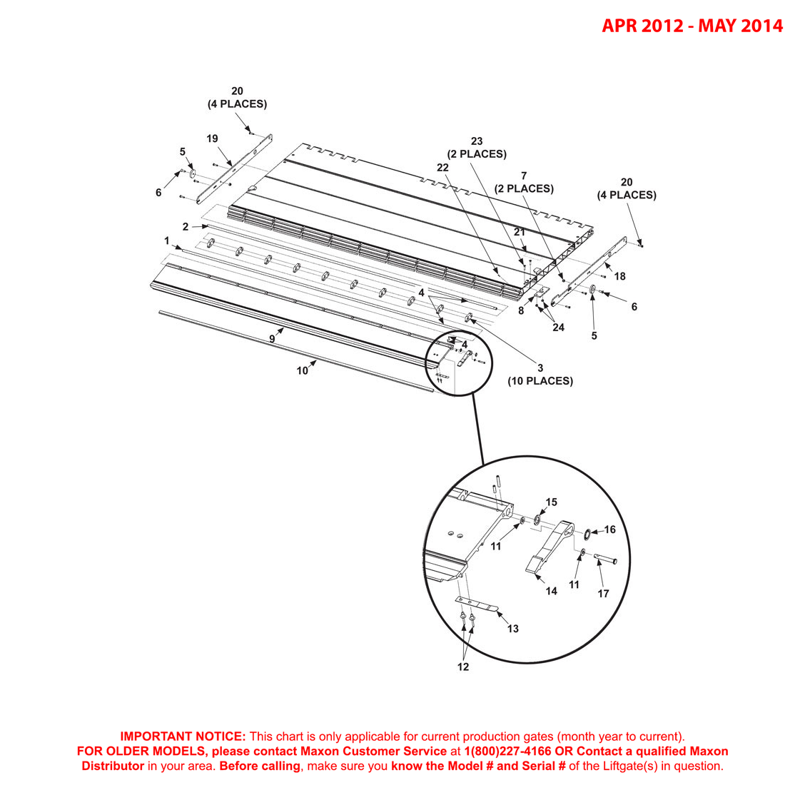 Maxon GPTLR (Apr 2012 - May 2014) Aluminum Flipover With Single Retention Ramp Diagram