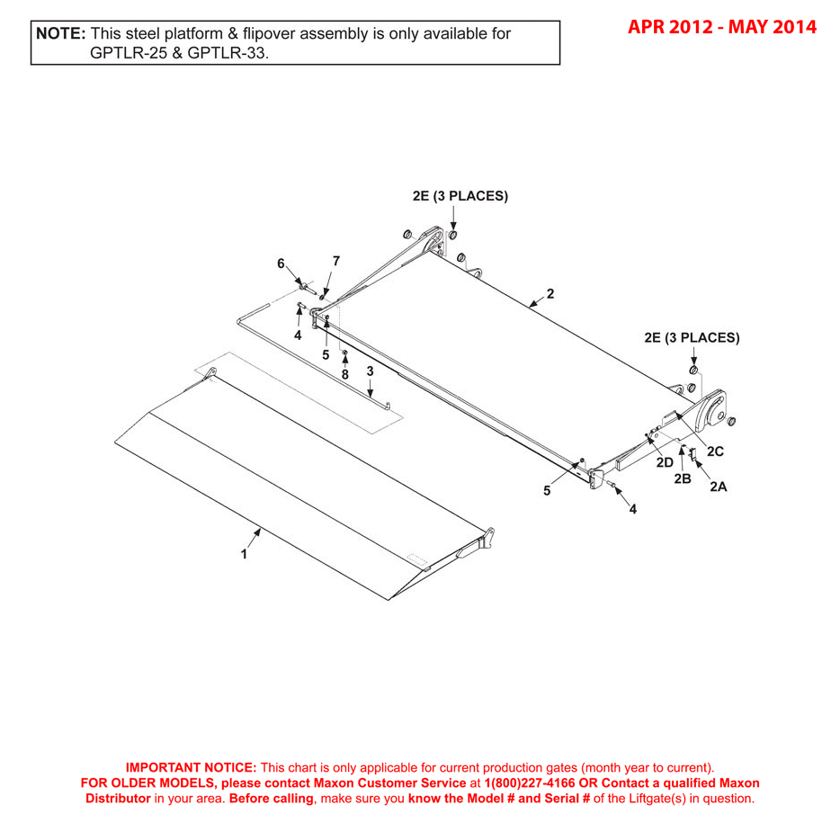 Maxon Gptlr Apr 2012 May 2014 Steel Platform And Flipover Assembly