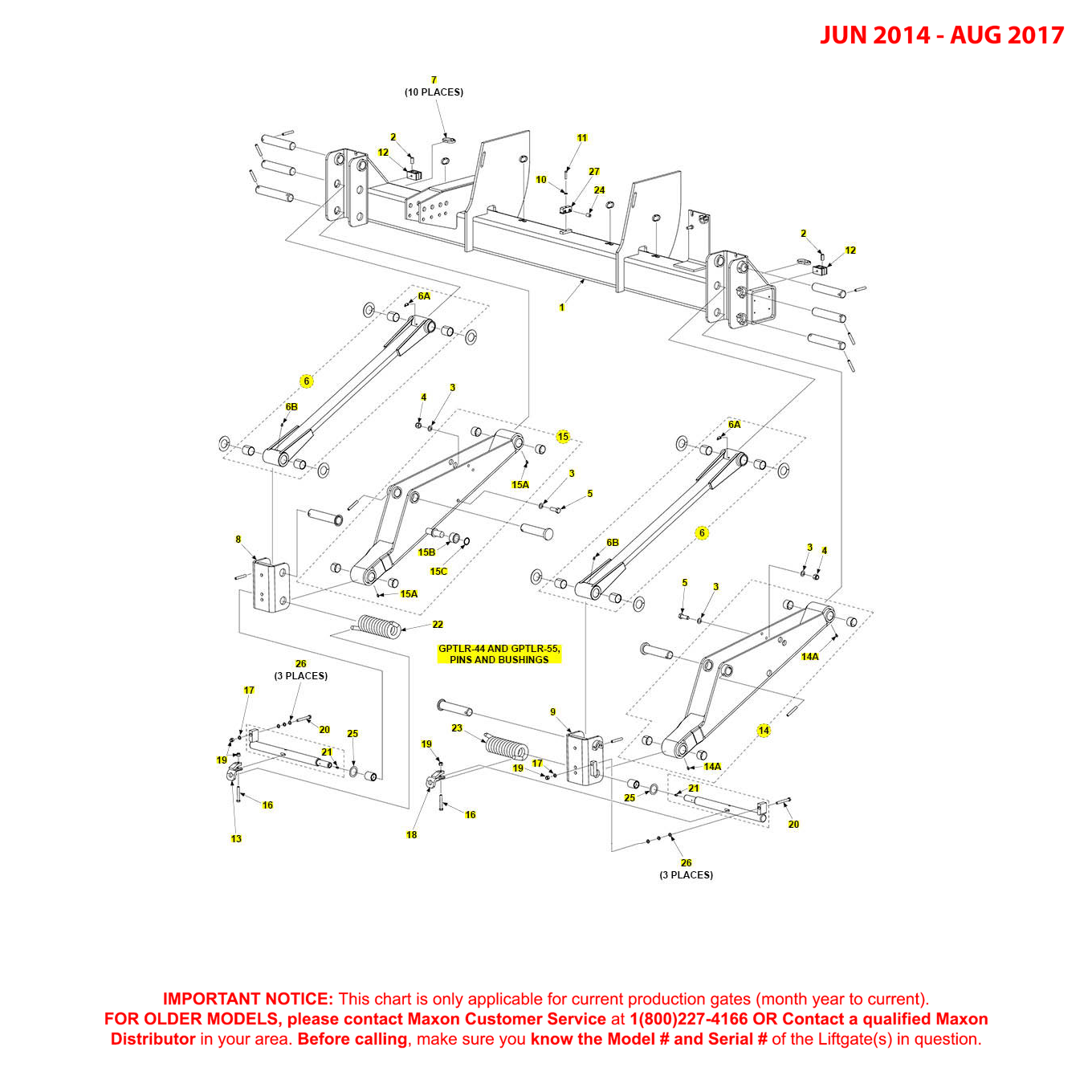 Maxon GPTLR-44 And GPTLR-55 (Jun 2014 - Aug 2017) Main Assembly Diagram