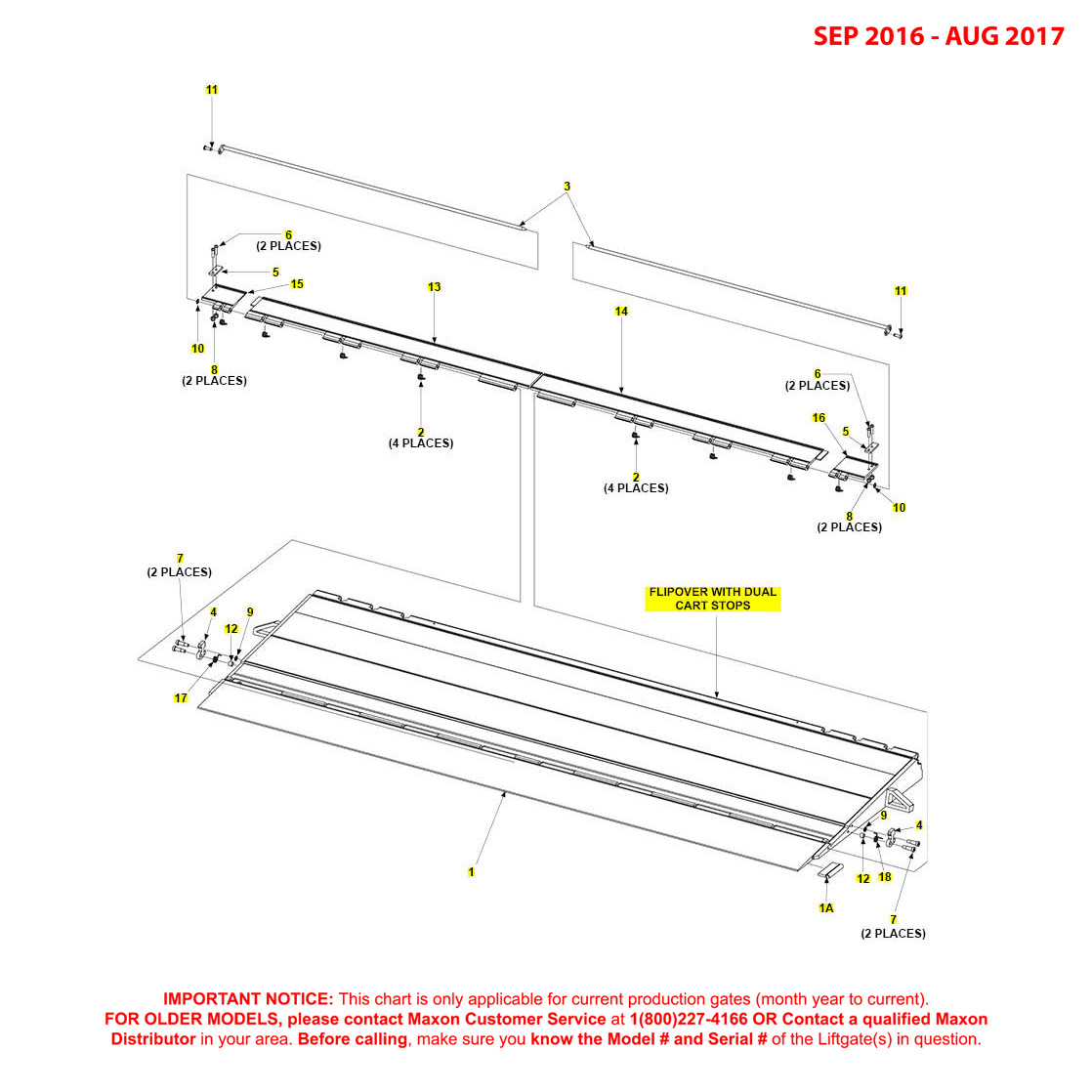 Maxon GPTWR (Sep 2016 - Aug 2017) Flipover With Dual Cart Stops Diagram