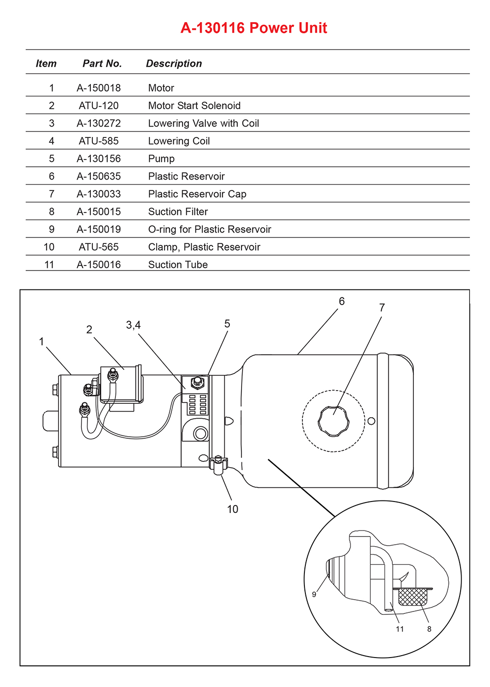 Anthony LA A-130116 Power Unit Diagram