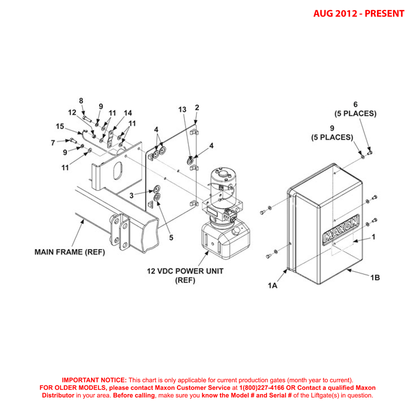 Maxon MTB (Aug 2012 - Present) Gravity Down Pump Cover And Mounting Plate Assembly Diagram