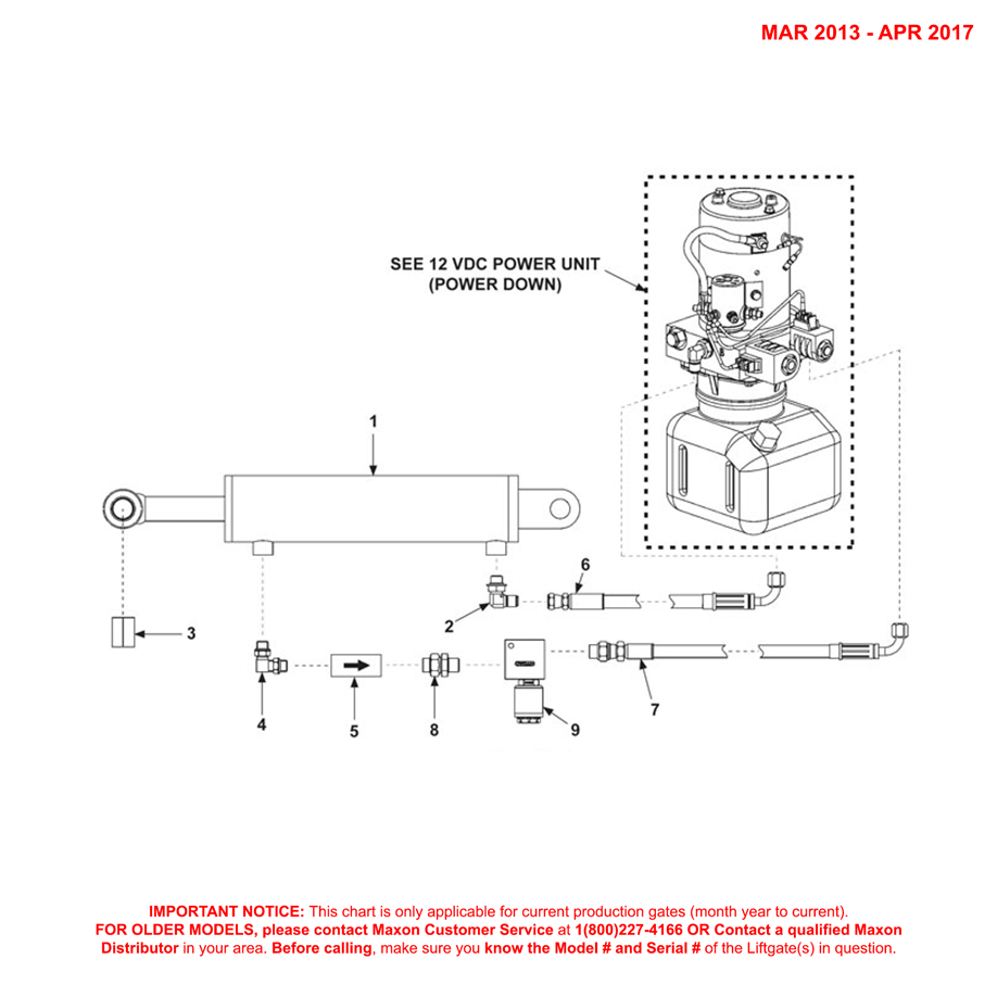 Maxon TE-25 (Mar 2013 - Apr 2017) Power Down Hydraulic Components Diagram