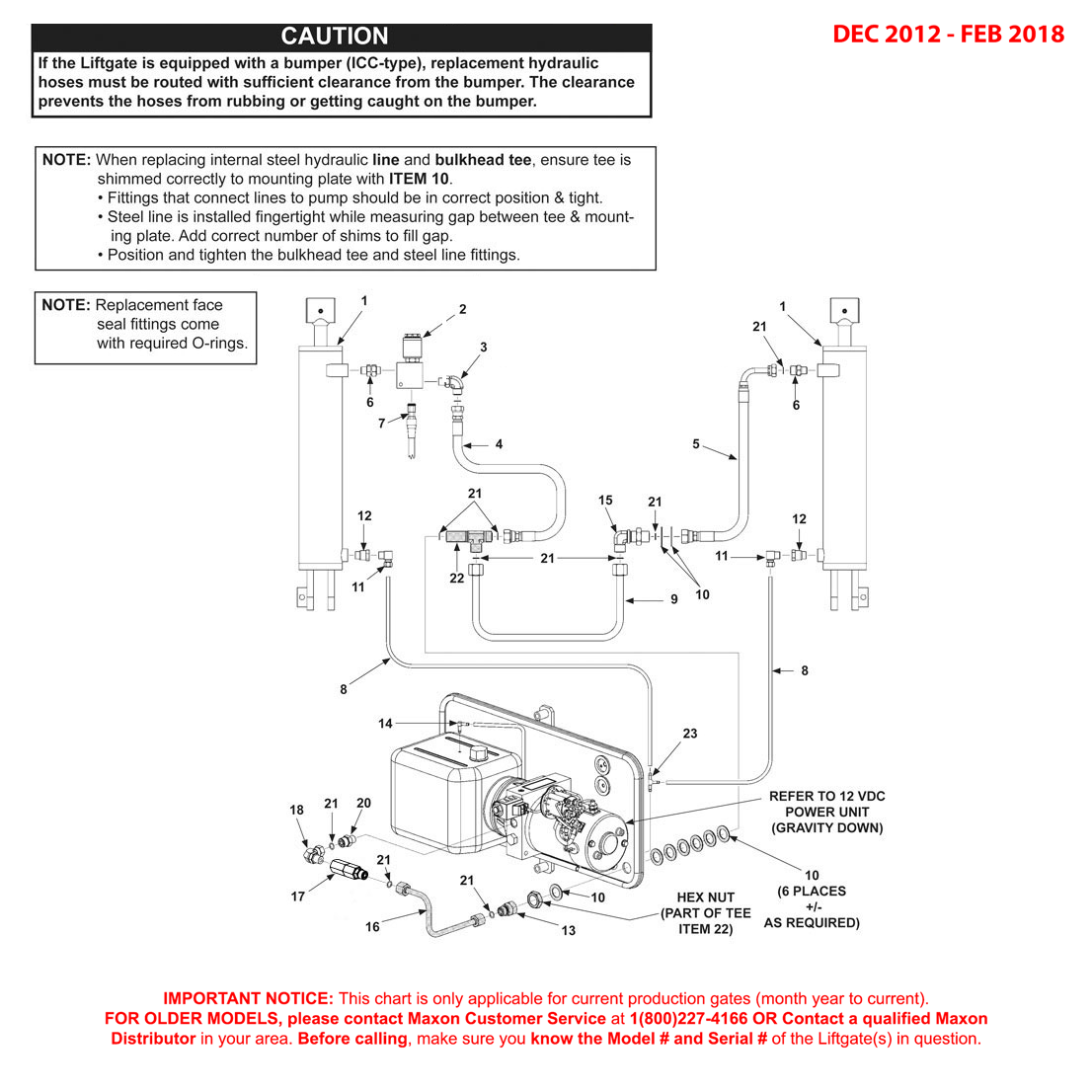 Maxon TE-33 (Dec 2012 - Feb 2018) Gravity Down Hydraulic Components Diagram