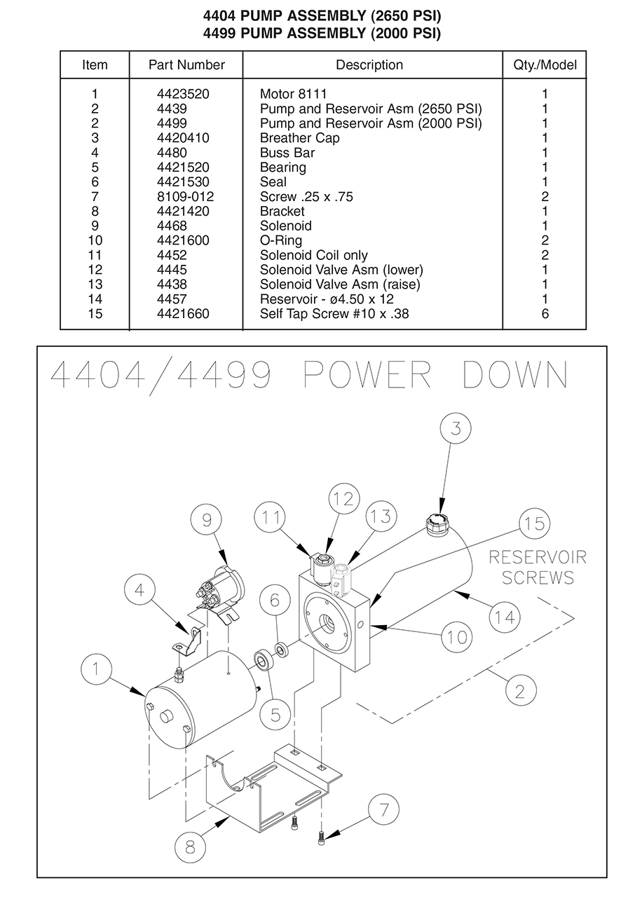 Thieman 4404/4499 Pump Assembly Diagram