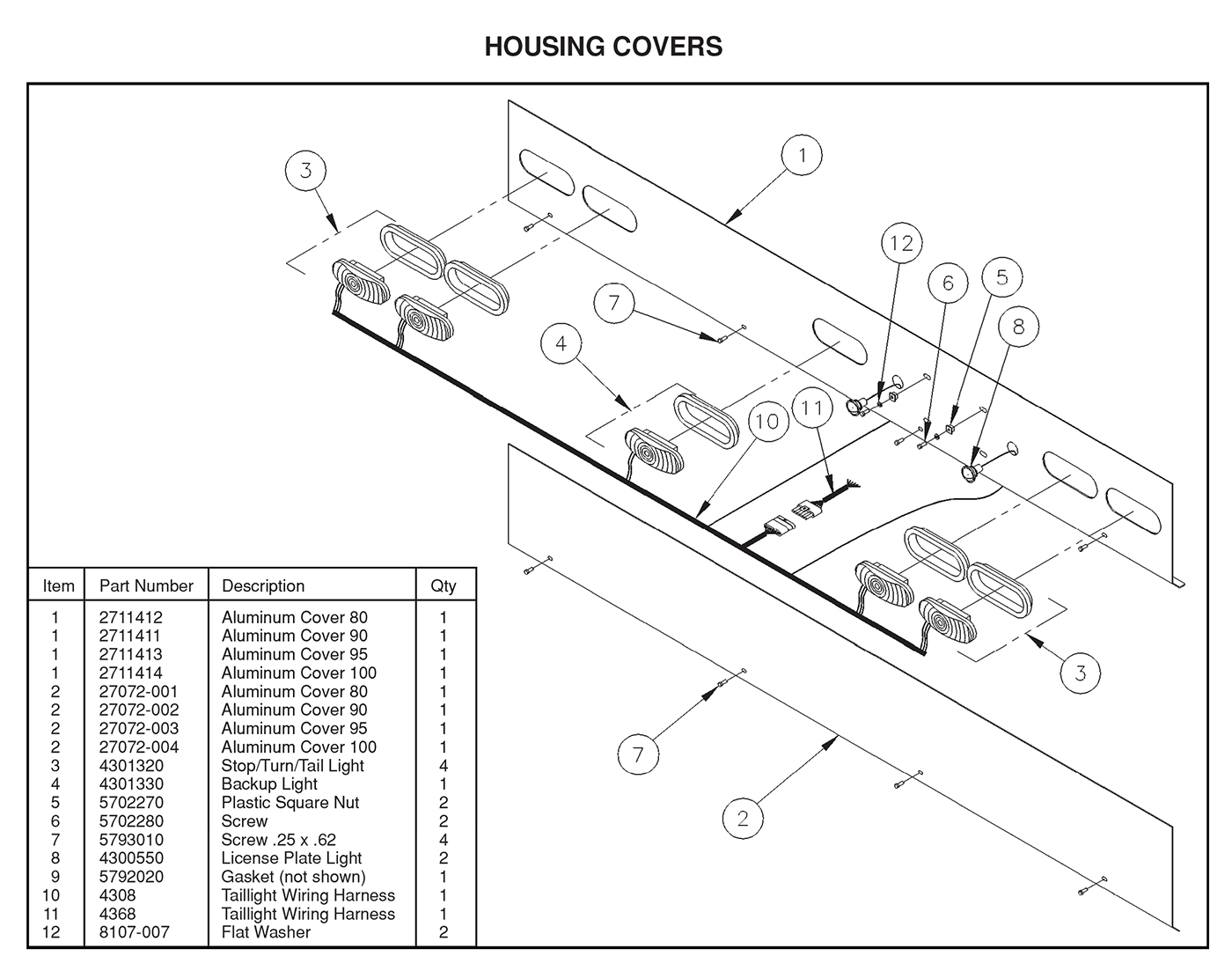 All Aluminum TVL Series Housing Covers Diagram