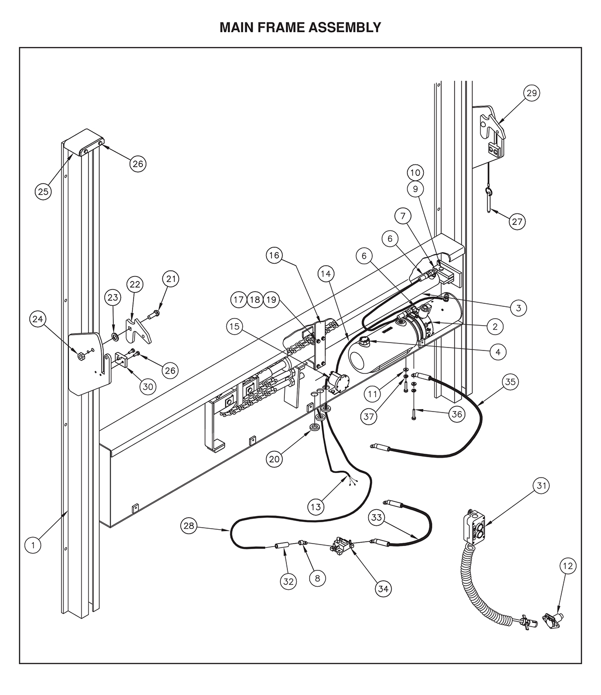 All-Aluminum TVL Series Mainframe Assembly Diagram