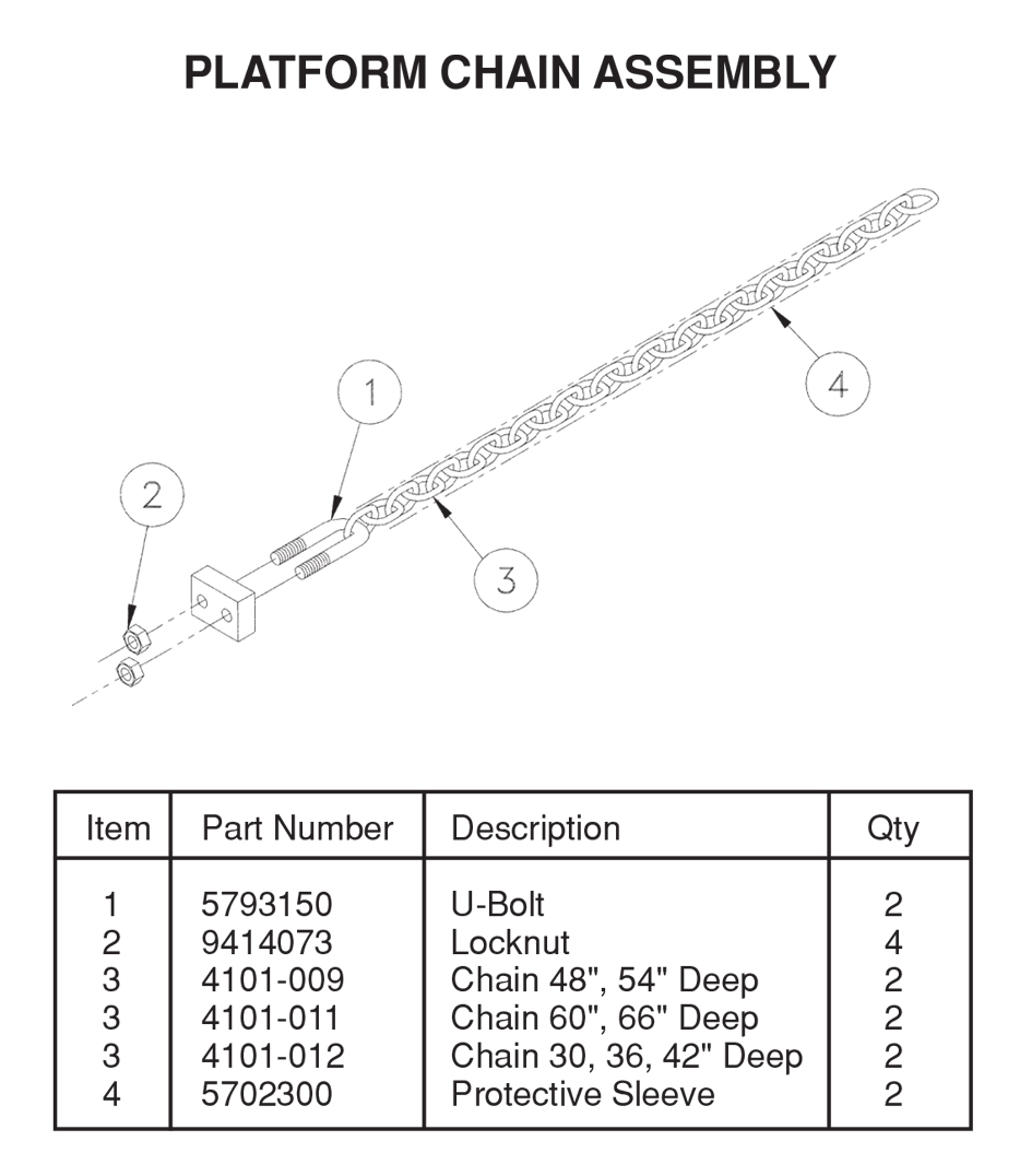 All Aluminum TVL Series Platform Chain Assembly Diagram