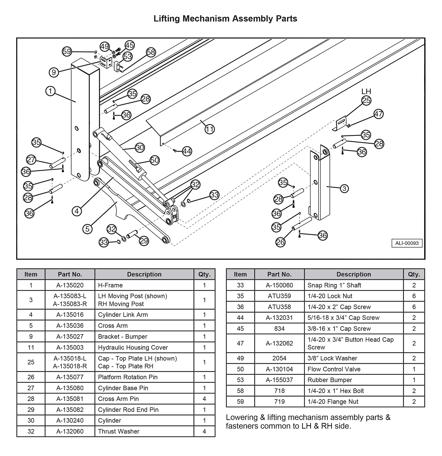 Anthony ALB Lifting Mechanism Assembly Parts Diagram