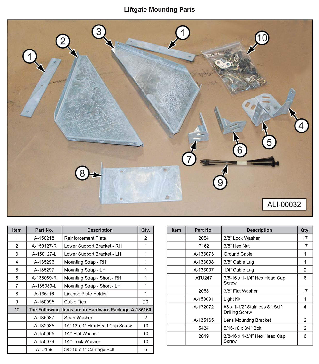 Anthony ALB Liftgate Mounting Parts Diagram