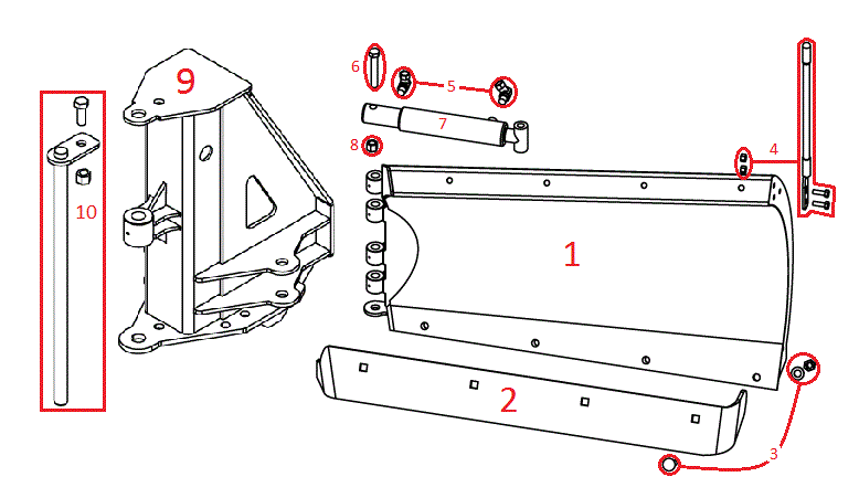 ATV Power-V XT Blade Half (Left) Diagram