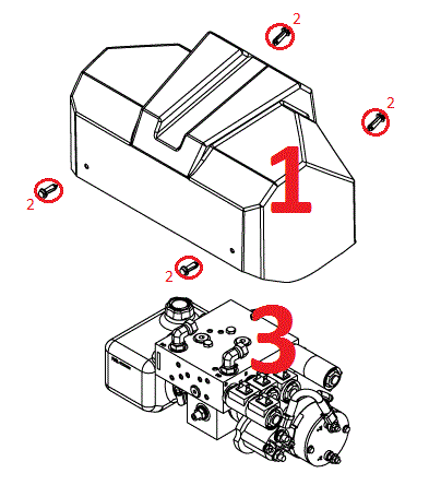 ATV Power-V XT Motor Kit & Hydraulic Cover Diagram
