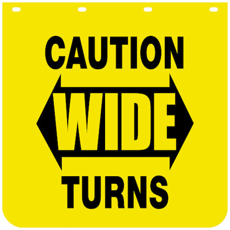 Buyers B2424YC - Caution Wide Turns Yellow Polymer Mudflaps (24 In x 24 In)