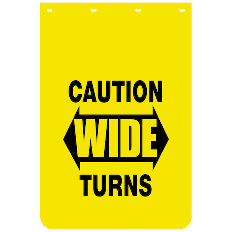 Buyers B2436YC - Caution Wide Turns Yellow Polymer Mudflaps (24 In x 36 In)