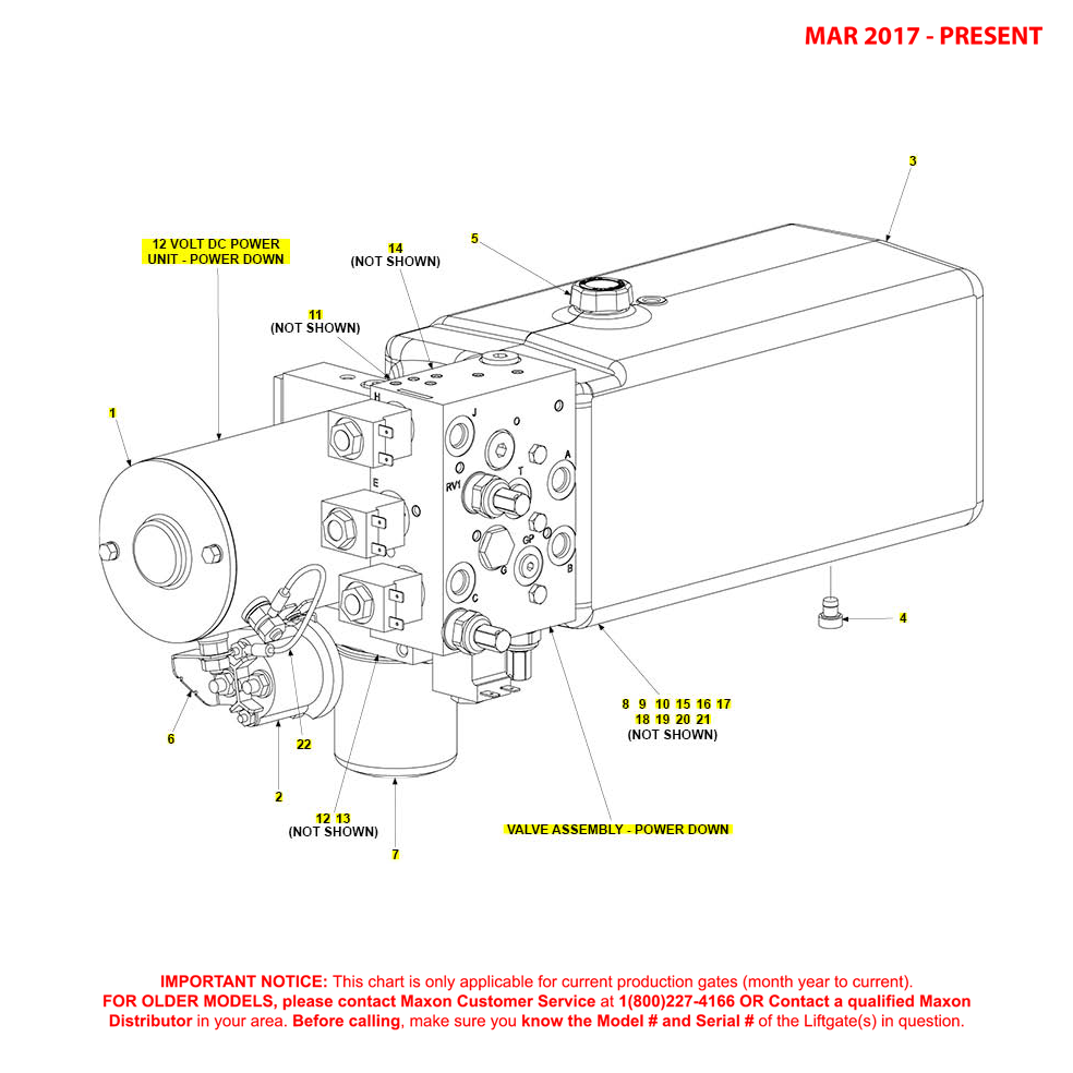 Maxon BMR (Mar 2017 - Present) 12VDC Power Down Bucher Hydraulics Power Unit Diagram